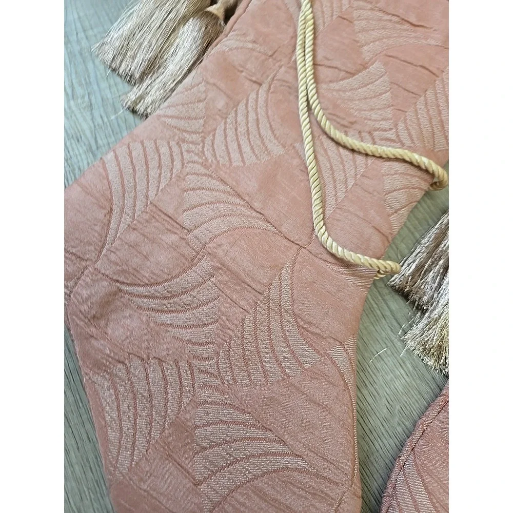 Set‎ Of 2 Christmas Quilted Stockings PINK Quilt with Tassel Rope